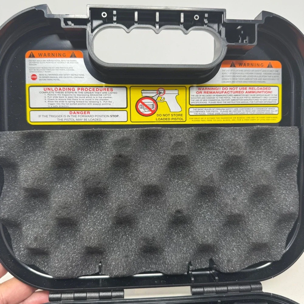 Glock Factory Hard Pistol Case Black Polymer OEM Storage Box with Foam Lining